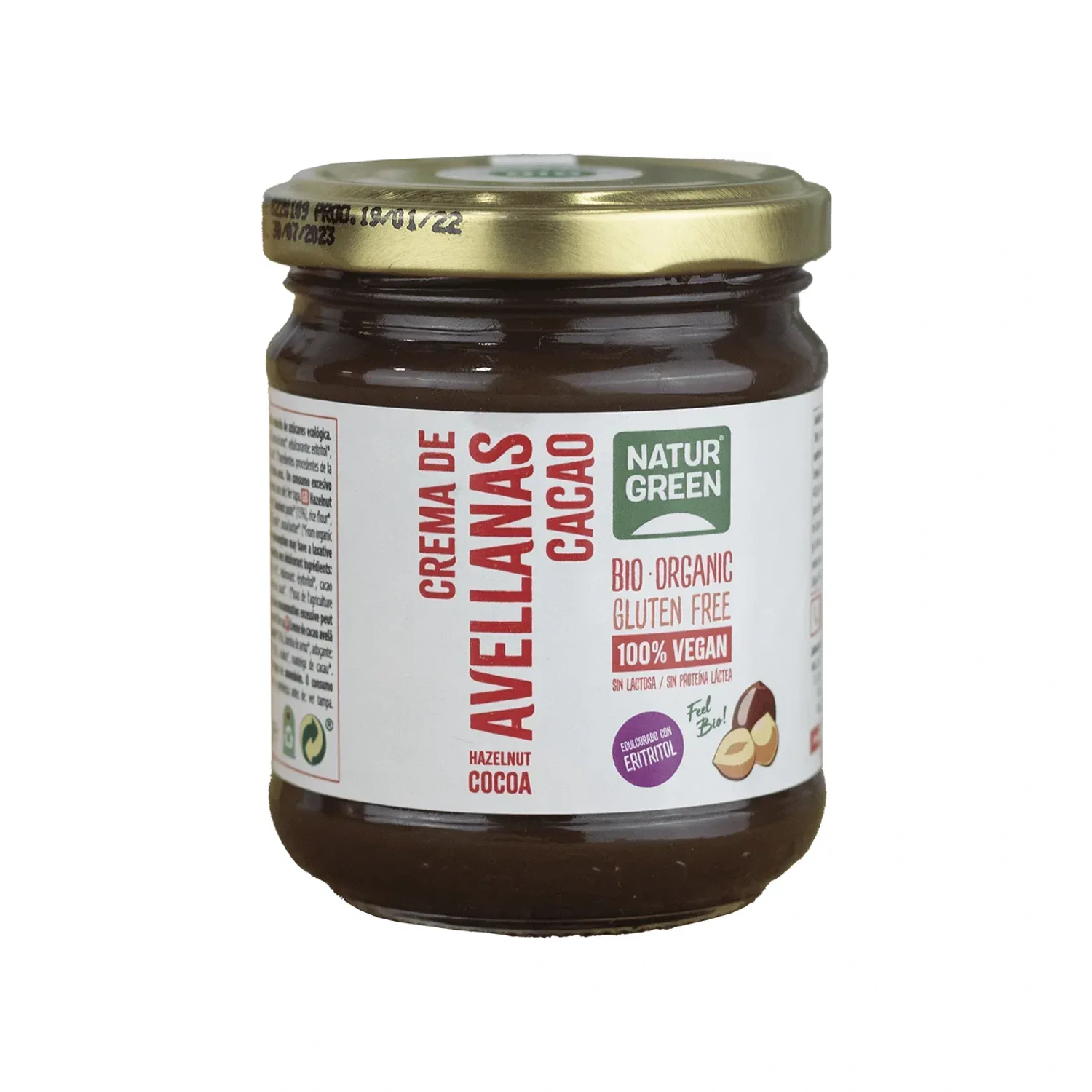 Crema de avellanas y cacao contenido reducido de azúcares Bio 200 g NaturGreen