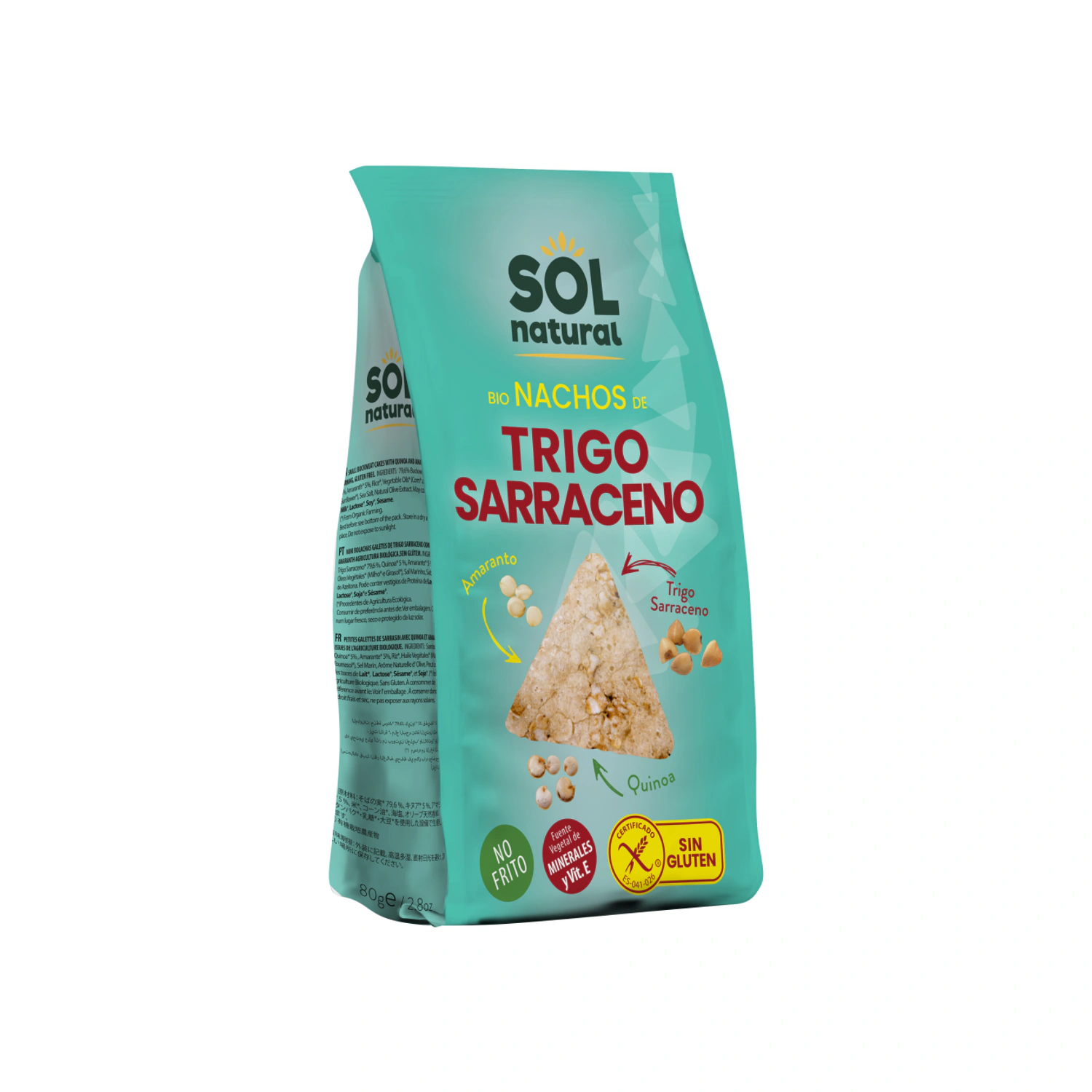 Nachos de trigo sarraceno, amaranto y quinoa sin gluten Bio 80 g Sol Natural