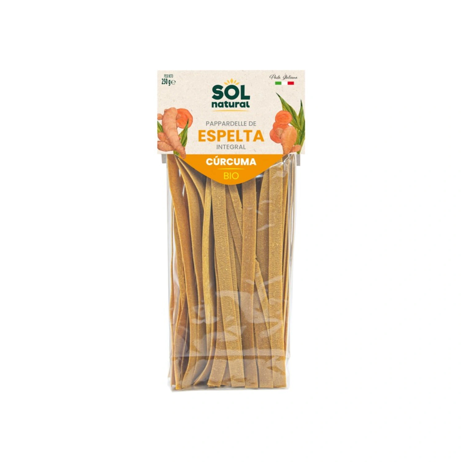 Pappardelle de espelta integral con cúrcuma Bio 250 g Sol Natural
