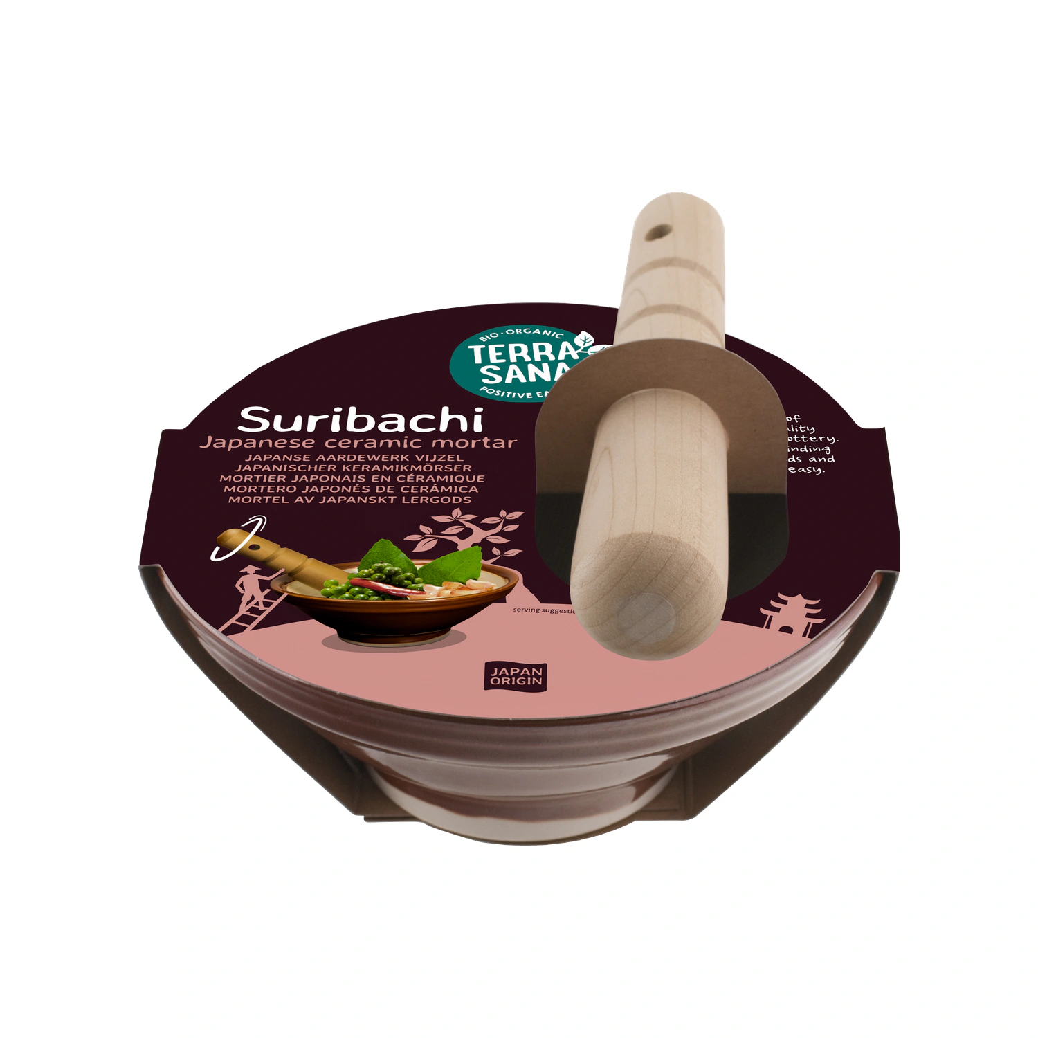 [VB000948] Mortero suribachi de cerámica 18 cm TerraSana