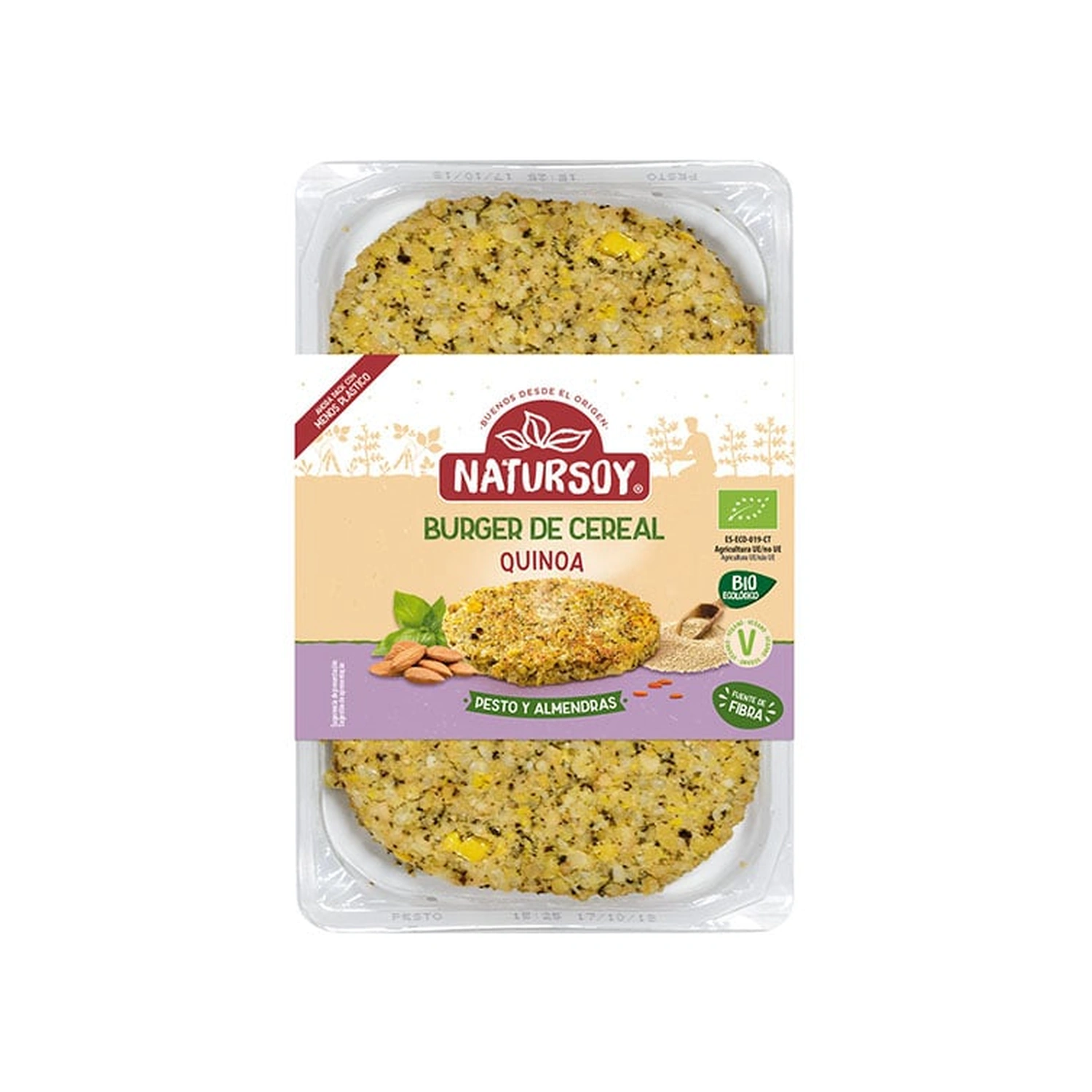 Hamburguesa de cereales con quinoa y pesto Bio 160 g Natursoy