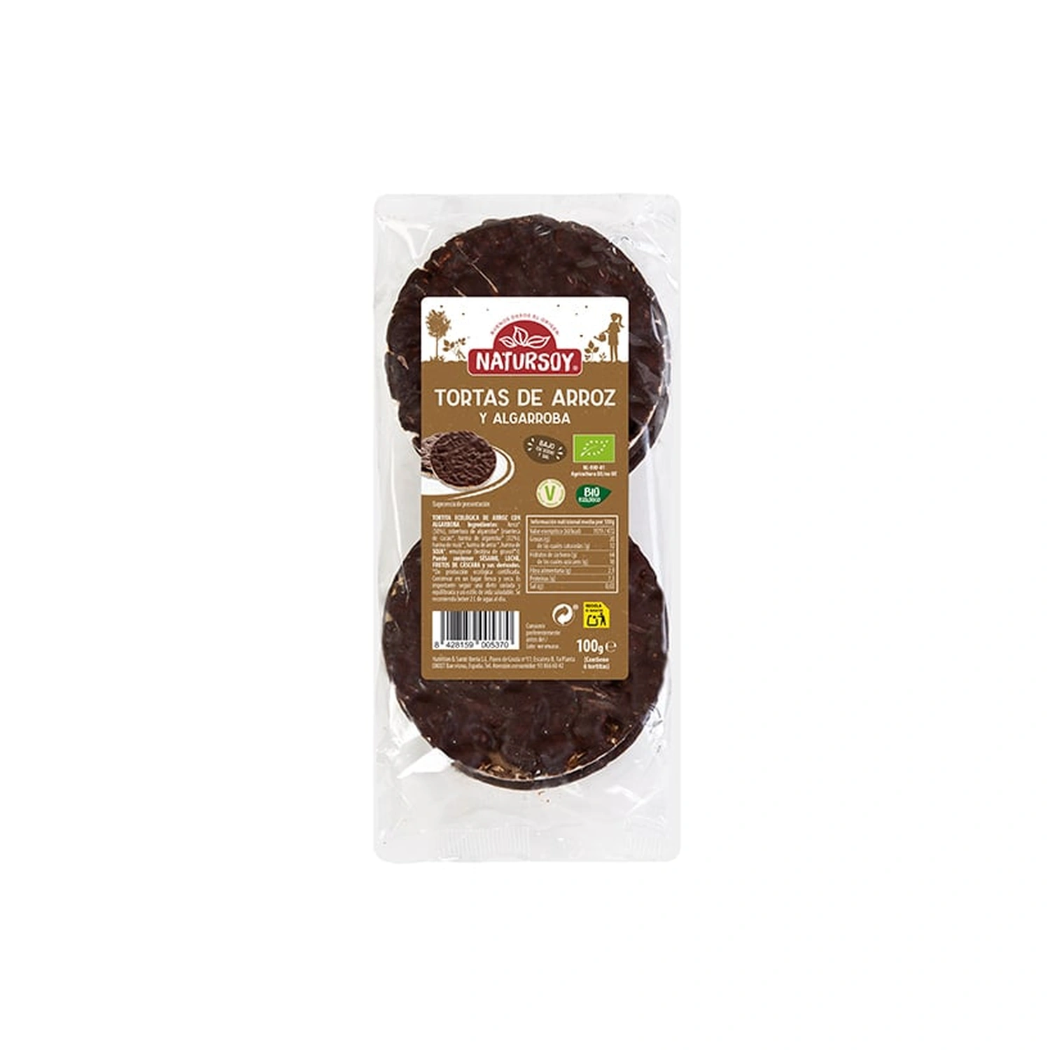 Tortitas de arroz con algarroba Bio 100 g Natursoy