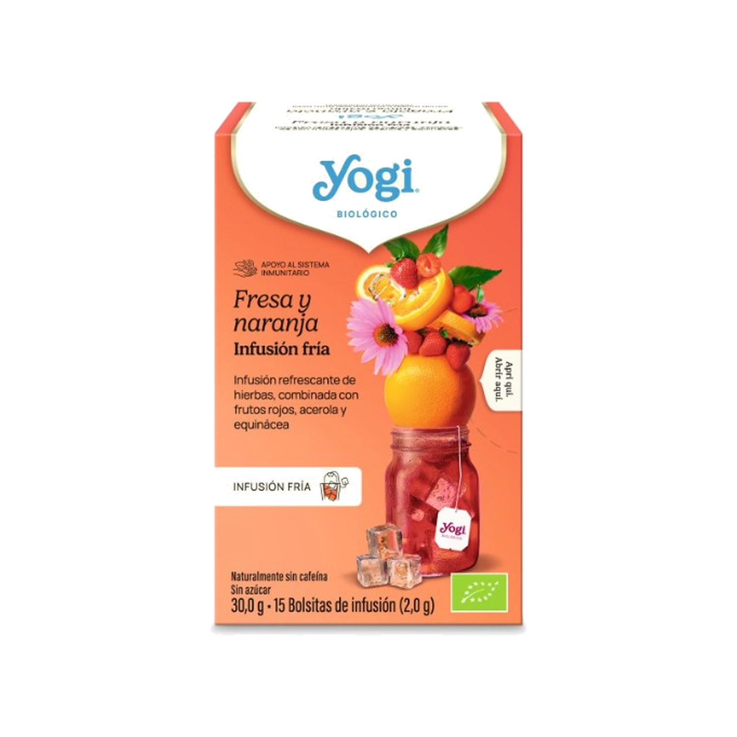 Infusión fría de fresa y naranja Bio 15 x 2 g Yogi Tea