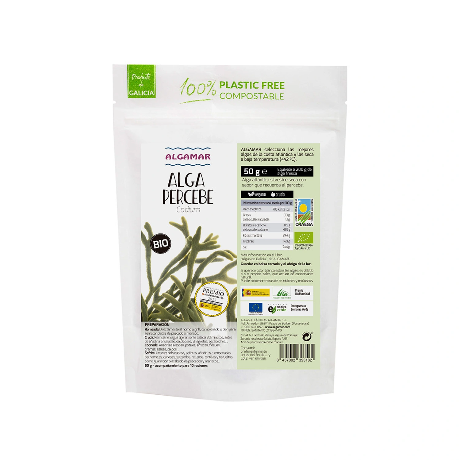 Alga percebe Codium deshidratada Bio 50 g Algamar