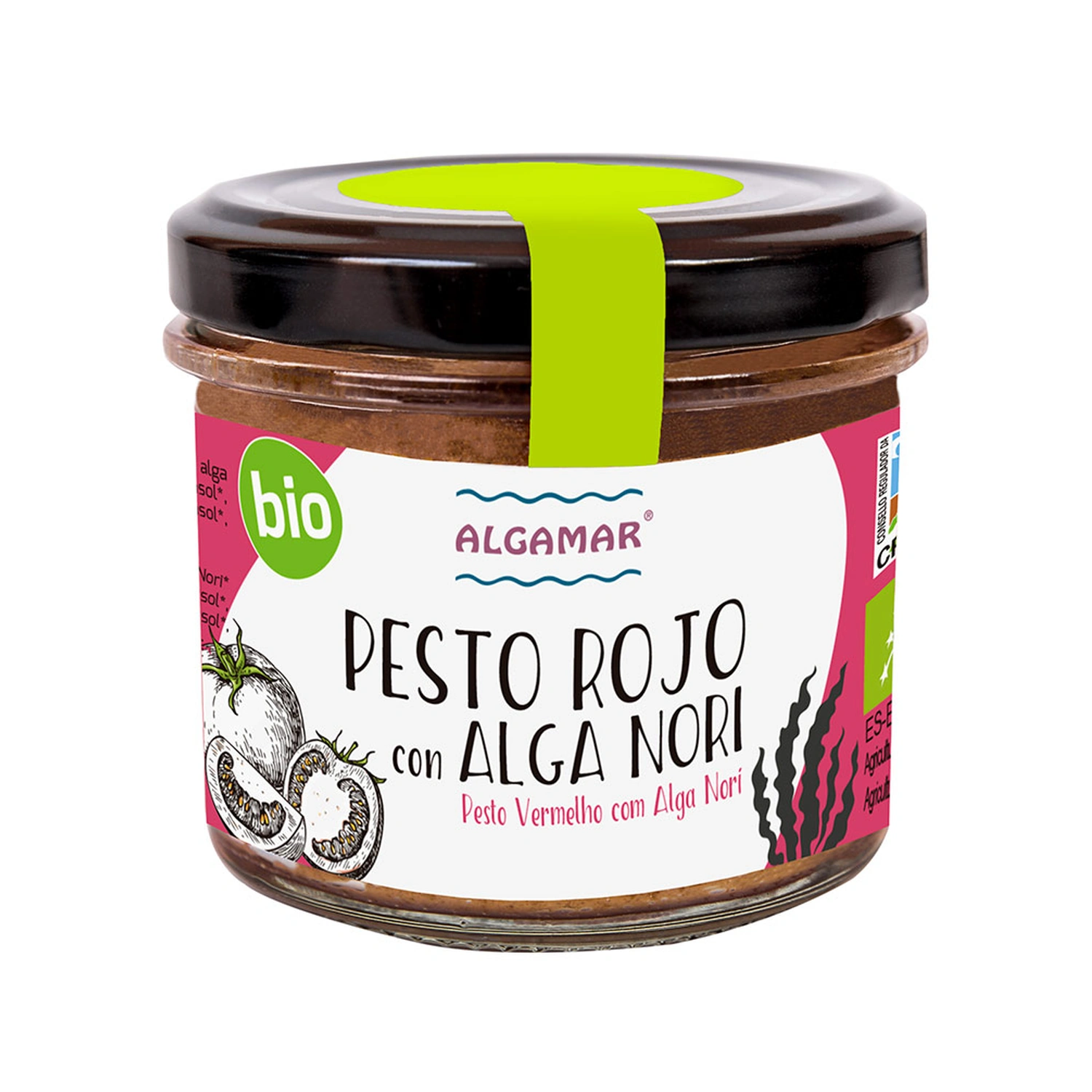 Pesto rojo con alga nori Bio 100 g Algamar