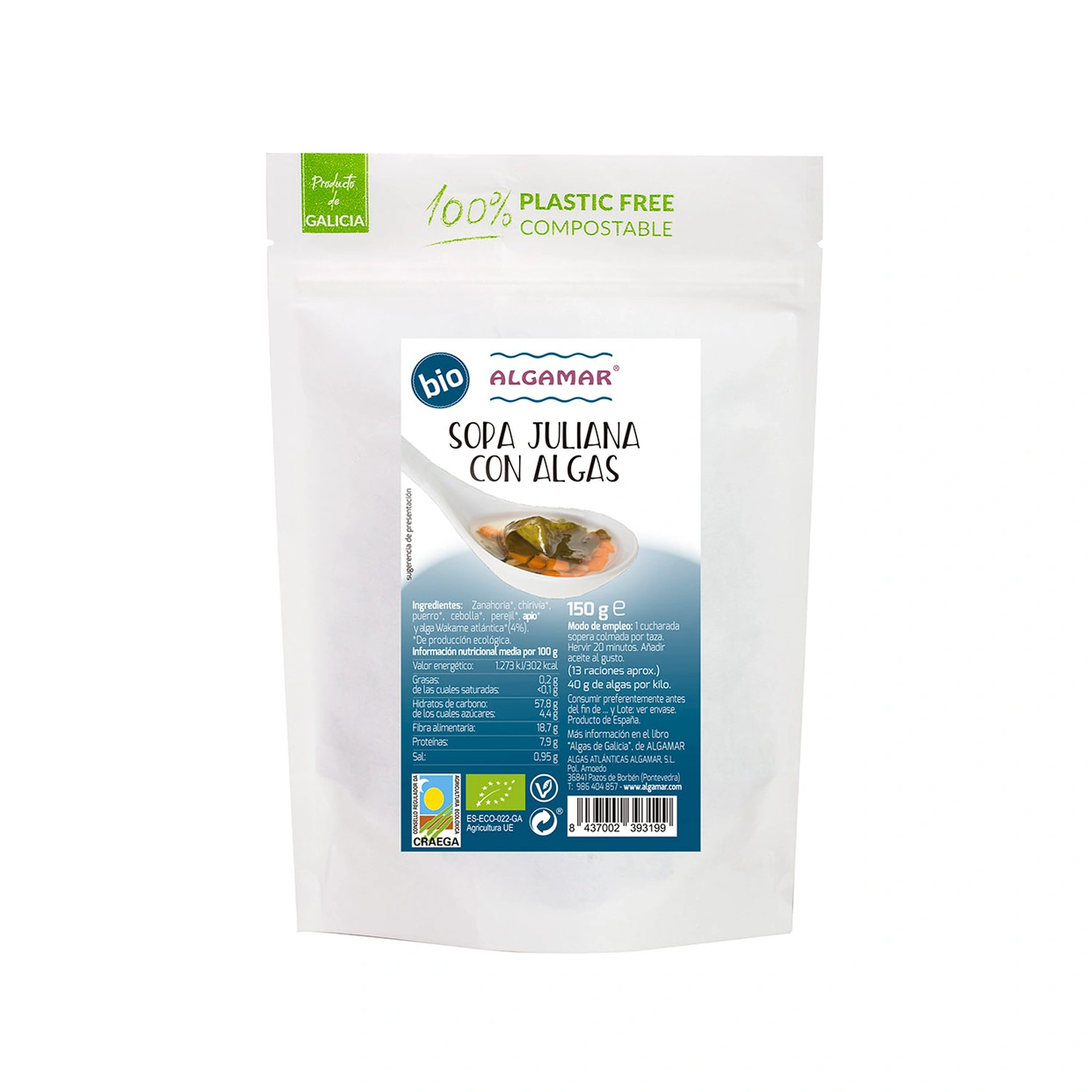 Sopa juliana con algas Bio 150 g Algamar